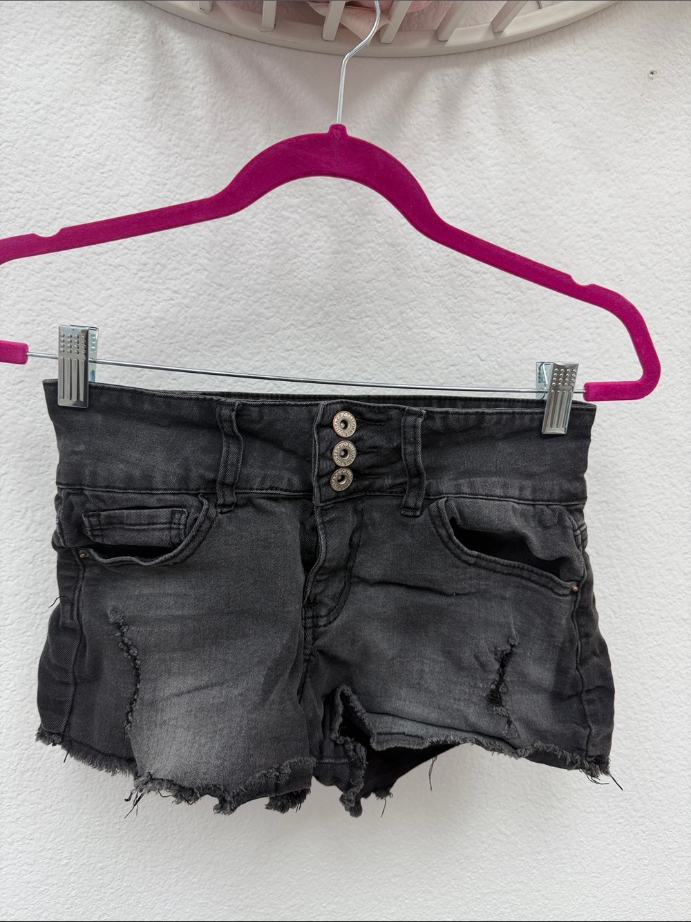 Women's Black Distressed Denim Shorts - Unbranded